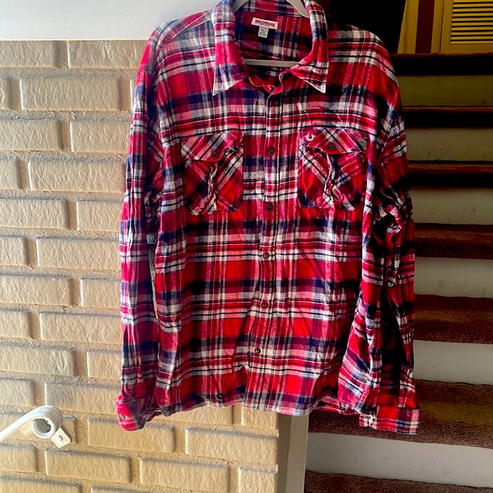 Mens flannel True Religion button up